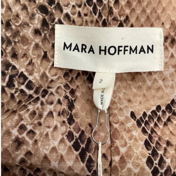 Mara Hoffman Silvana Snake Print Midi Dress In Sand Multi Size 2 Shirtdress - Picture 12 of 16